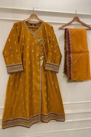 2pc rawsilk shirt and net dupatta